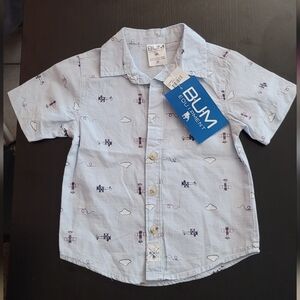 Bum button up Short sleeved shirt airplane plane flight